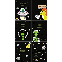 Тетрадь 48 листов клетка "НЛО", белизна 95%, обложка мелованный картон, микс