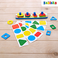 ZABIAKA Логическая пирамидка "Цвета и формы", карточки с заданиями, материал EVA