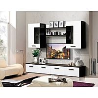 Гостиная «Грация 1.7», 2400 × 520 × 2000 мм, фасады МДФ, цвет венге / белый глянец