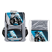 Ранец Сalligrata Первоклашка 36x26x16 см для мальчика + мешок для обуви, «Мото»