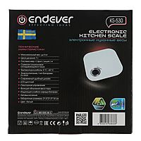 Весы кухонные Endever KS-530, электронные, до 5 кг, закаленное стекло, белые