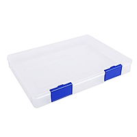 Контейнер для документов А4, с синими защелками, прозрачный ПД21