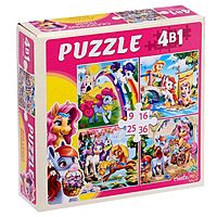 Пазл 4 в 1 Сказочные пони 9-16-25-36 элементов