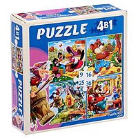 Пазл 4 в 1 Лучшие русские сказки 9-16-25-36 элементов