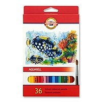 Карандаши акварельные Koh-I-Noor Fish 3719/36, 36 цветов, картонная коробка, европодвес