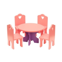 Мебель кукольная "Столик со стульчиками", 5 деталей