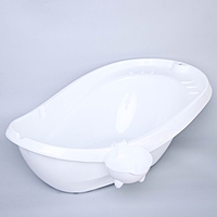 Ванночка детская "Буль-Буль" со сливом и ковшом, цвет белый