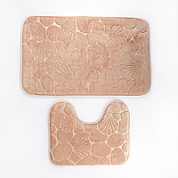 Набор ковриков для ванной и туалета "Галька, ракушки", 2 шт: 50×80 см, 40×39 см, цвет бежевый