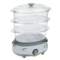 Пароварка Endever Vita-170, электрическая, 1000 Вт, 11 л, 3 уровня готовки, бело-серая