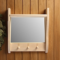 Зеркало резное с 1 полкой и 3 крючками, 45×50×10 см