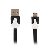 Кабель LuazON, micro USB - USB, 1 А, 1 м, плоский, чёрный