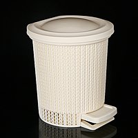 Контейнер для мусора с педалью Ajur 6 л, цвет айвори