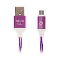 Кабель LuazON, micro USB - USB, 1 А, 1 м, текстильной оплетке, бело - фиолетовый