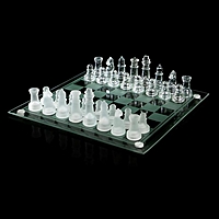 Шахматы настольные, стеклянная доска 24 × 24 см, прозрачная