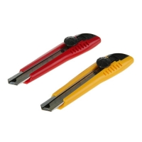 Нож канцелярский лезвие-18мм с металл направляющими фиксатор МИКС DELI