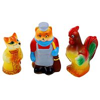 Набор резиновых игрушек Кот, лиса и петух