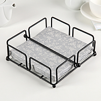 Салфетница с держателем 18×18×7 см "Приборы", цвет чёрный