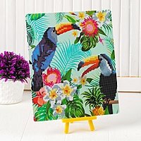 Алмазная вышивка с частичным заполнением "Туканы" с подставкой, размер картины: 21 × 25 см