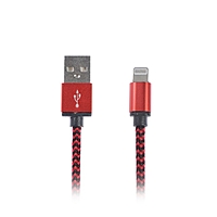 Кабель LuazON, lightning - USB, текстильная оплетка, 1 А, 1 м, красный