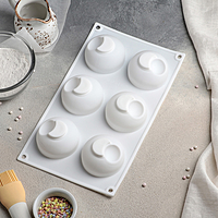 Форма для муссовых десертов и выпечки 30×17,5 см "Десерт с фруктами", 6 ячеек, цвет белый