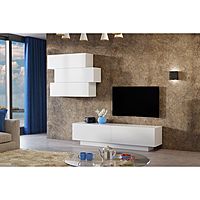 Гостиная «Паола», белый ЛДСП/белое стекло