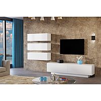 Гостиная «Паола», белый ЛДСП/белое стекло