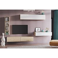 Гостиная подвесная «Эмма», дуб сонома ЛДСП/белый глянец