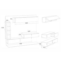 Гостиная подвесная «Эмма», дуб сонома ЛДСП/белый глянец