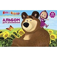 Альбом для рисования А4, 16 листов на скрепке "Маша и Медведь"