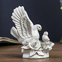 Сувенир "Белый голубь с птенчиками" со стразами