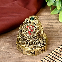 Нэцке полистоун бронза "Жаба на Ба-гуа" 5,8х5,8х6,6 см