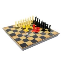 Игра настольная 3 в 1 Backgammon and Chess Set: шашки, шахматы, нарды, поле 25 × 25 см, в коробке