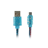 Кабель LuazON, micro USB - USB, 2.4 A, 1 м, оплётка экокожа, МИКС