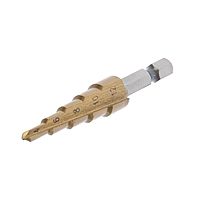 Сверло ступенчатое TUNDRA, HSS, TiN, шестигранный хвостовик, 4 - 12 мм