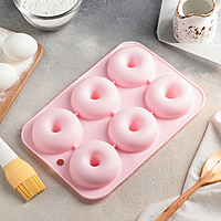 Форма для выпечки 26×18 см "Пончик", 6 ячеек, цвет МИКС