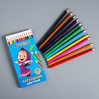 Карандаши цветные, 12 цветов, Маша и Медведь