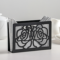 Салфетница "Цветы", цвет чёрный