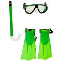 Набор для плавания, 3 предмета: маска, трубка, ласты безразмерные, в пакете, цвета МИКС