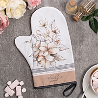 Варежка-прихватка "Floral mood" 20х28см,саржа, 100% х/л, ватин 250г/м2