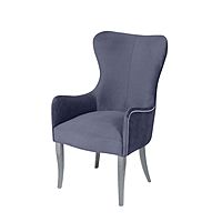 Кресло «Лари», ткань велюр, молдинг бронза, опоры массив белый, цвет грей