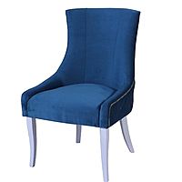 Стул «Марцио», ткань велюр, молдинг никель, опоры массив белый, цвет океан