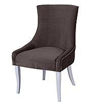 Стул «Марцио», ткань велюр, молдинг никель, опоры массив белый, цвет шоколад