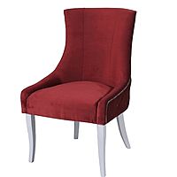 Стул «Марцио», ткань велюр, молдинг никель, опоры массив белый, цвет берри