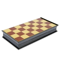 Игра настольная 2 в 1: шашки, шахматы, коричнево-бежевая доска 26 × 26 см, в коробке