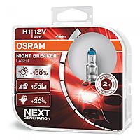 Лампа Osram Night Breaker Laser +150%, H1, 12 В, 55 Вт, набор 2 шт, 64150NL-HCB