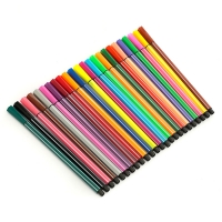 Фломастеры 24 цвета Полоски в пластиковом пенале,вентилируемый колпачок,МИКС