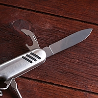 Нож швейцарский "Артек",  5в1, рукоять с насечками, хром