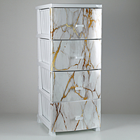 Комод 4-х секйионный "Декор. Белый мрамор", цвет белый