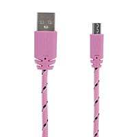 Кабель LuazON, micro USB - USB, 1 А, 1 м, оплётка нейлон, розовый
