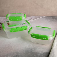 Набор контейнеров герметичных №3  ланч-боксы, 3шт     0,38л; 0,8л; 1,5л